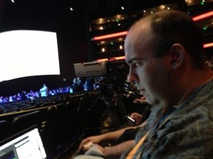 Rich is cutting his audio podcast while waiting for the shot to begin